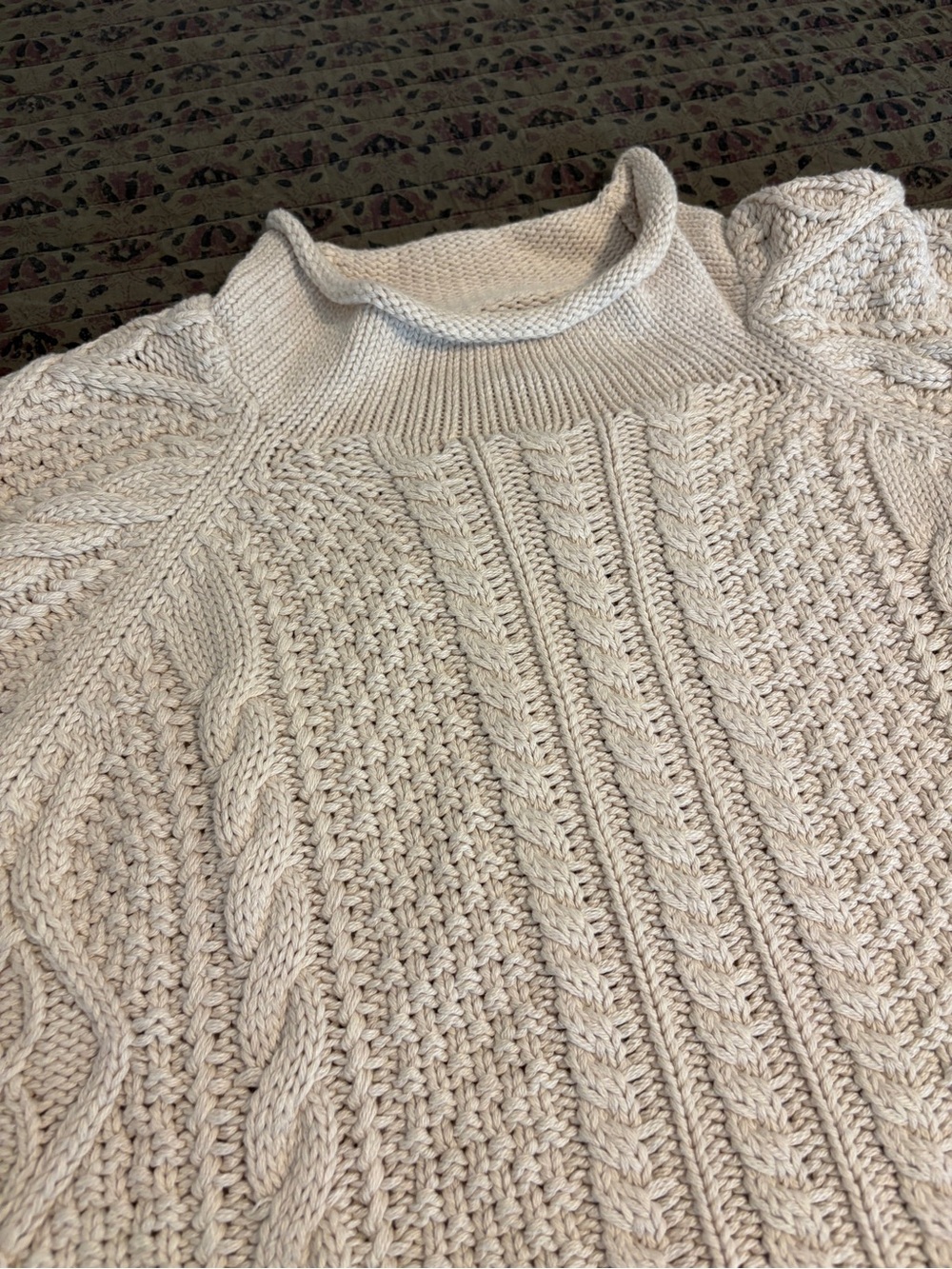 J. Crew Cable-Knit Rollneck Sweater in Cream